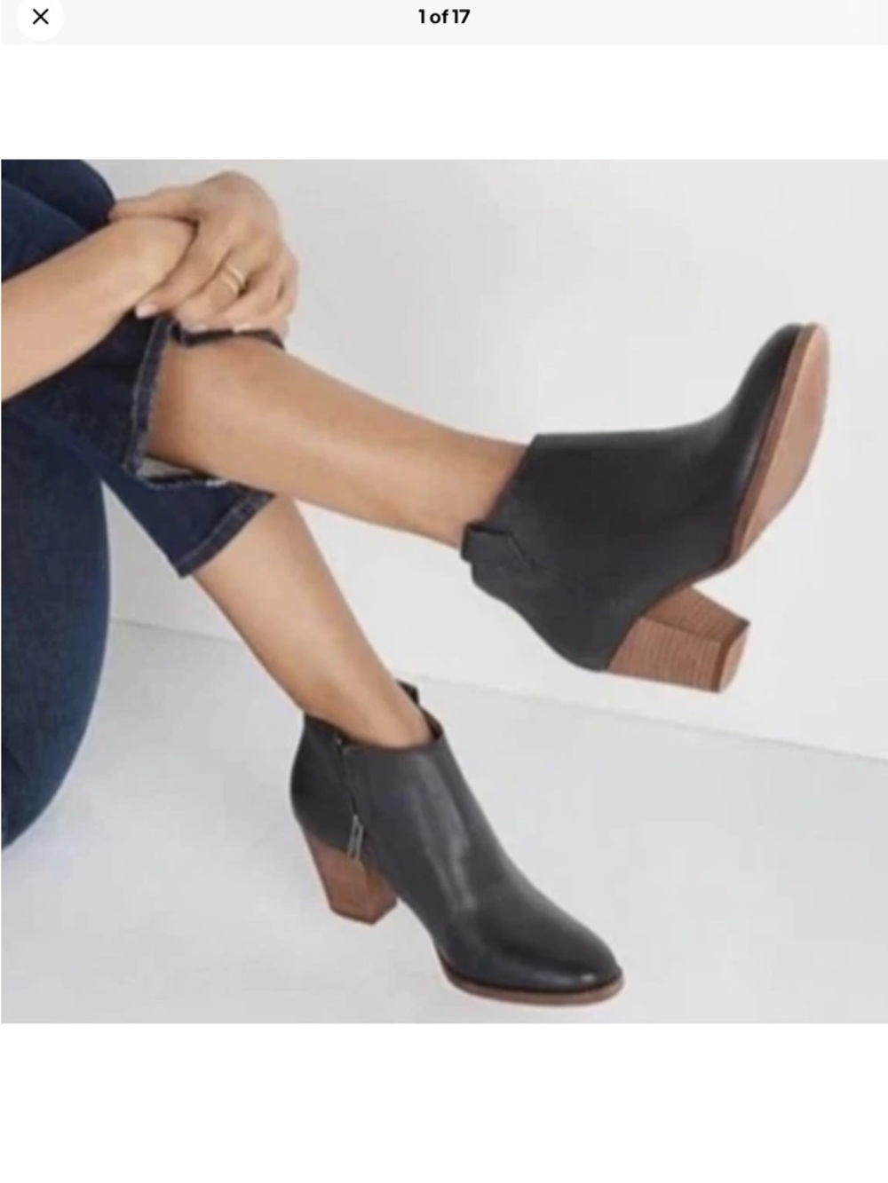 EUC Madewell The Billie Black Leather Ankle Booties with Stacked Wood Heel